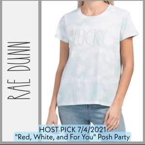 🆕️🏷 Rae Dunn Tie-Dye LUCKY Signature T-Shirt